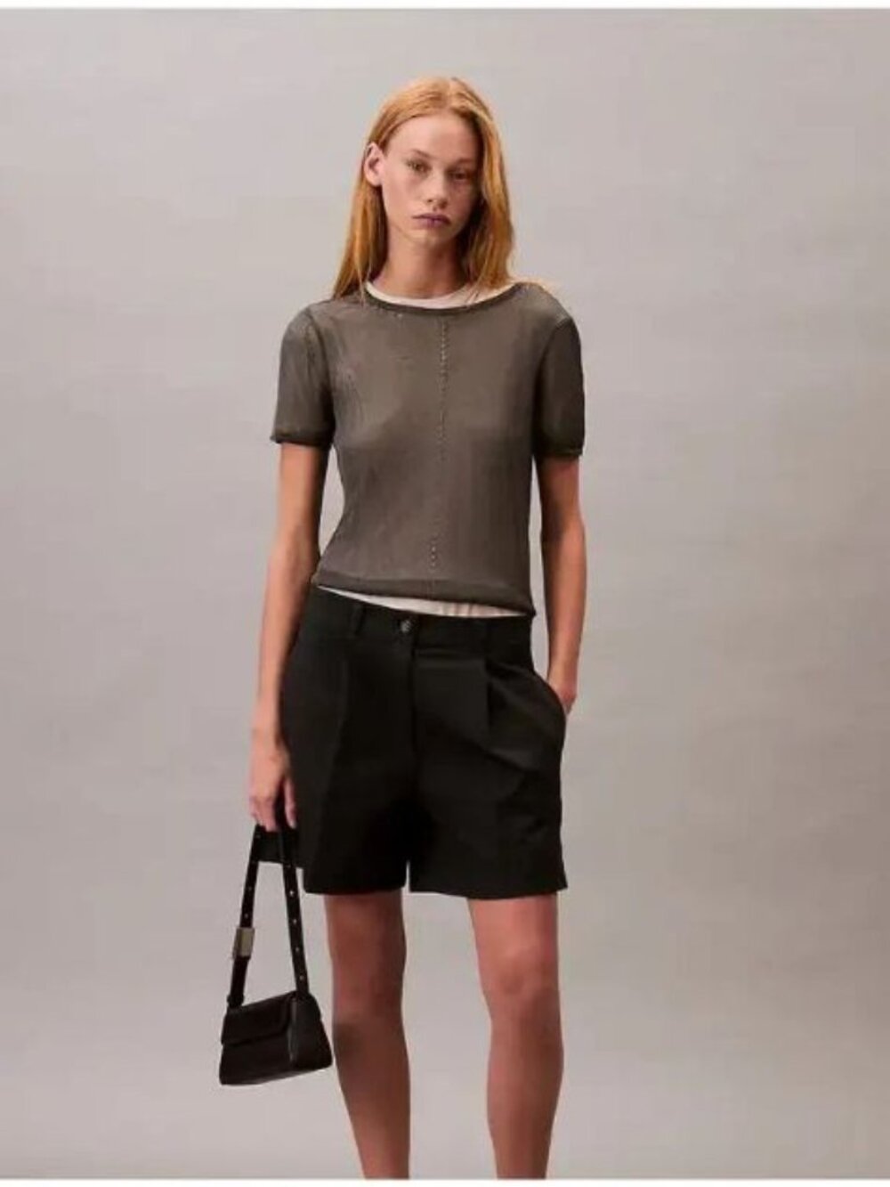 NEW Calvin Klein Women's 14 Structured Linen Tailored Shorts • Reg Price $99 - Picture 3 of 3